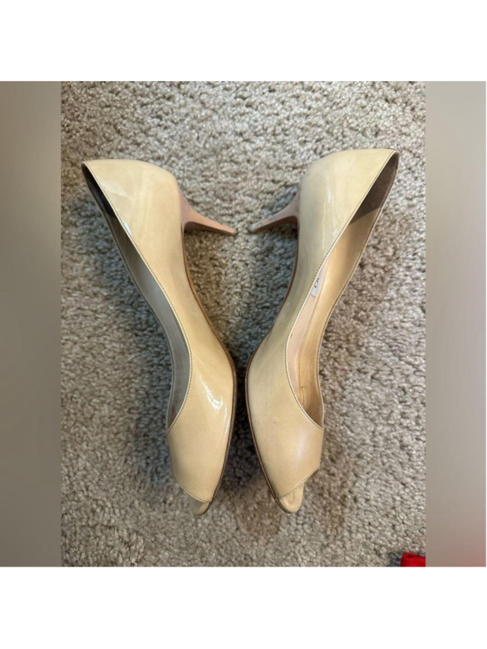 Jimmy Choo Nude Patent Leather Peep Toe Pumps Size 38 - Picture 7 of 10